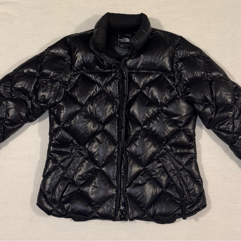 North Face Women's Diamond Quilted 600 Glossy Black Puffer Jacket
